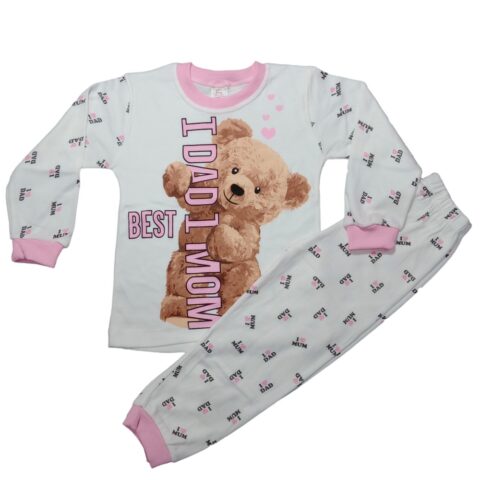 ΠΙΤΖΑΜΑ SUPER MINI ME ΑΡΚΟΥΔΑΚΙ I LOVE MUM, I LOVE DAD.